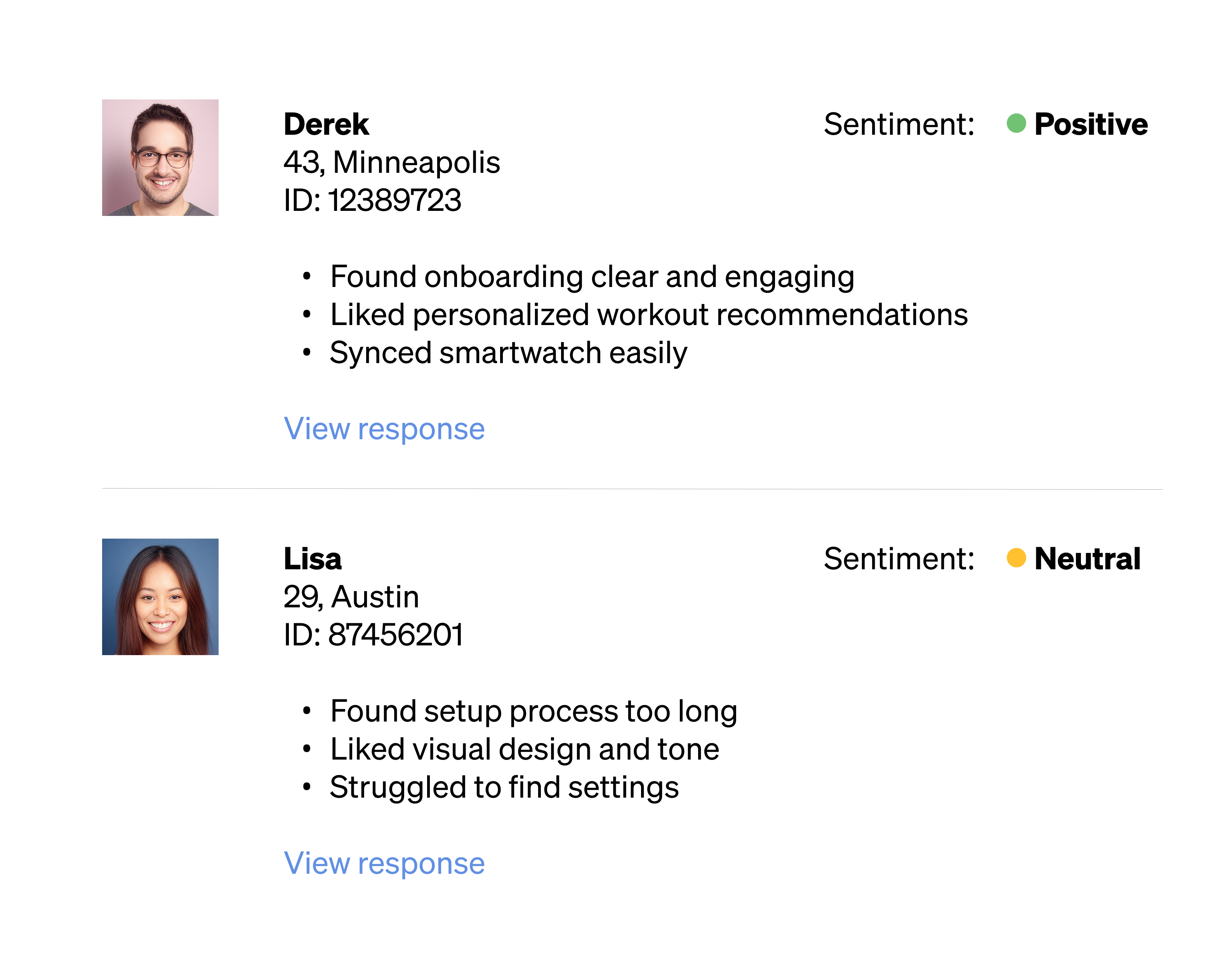 Response summaries feature