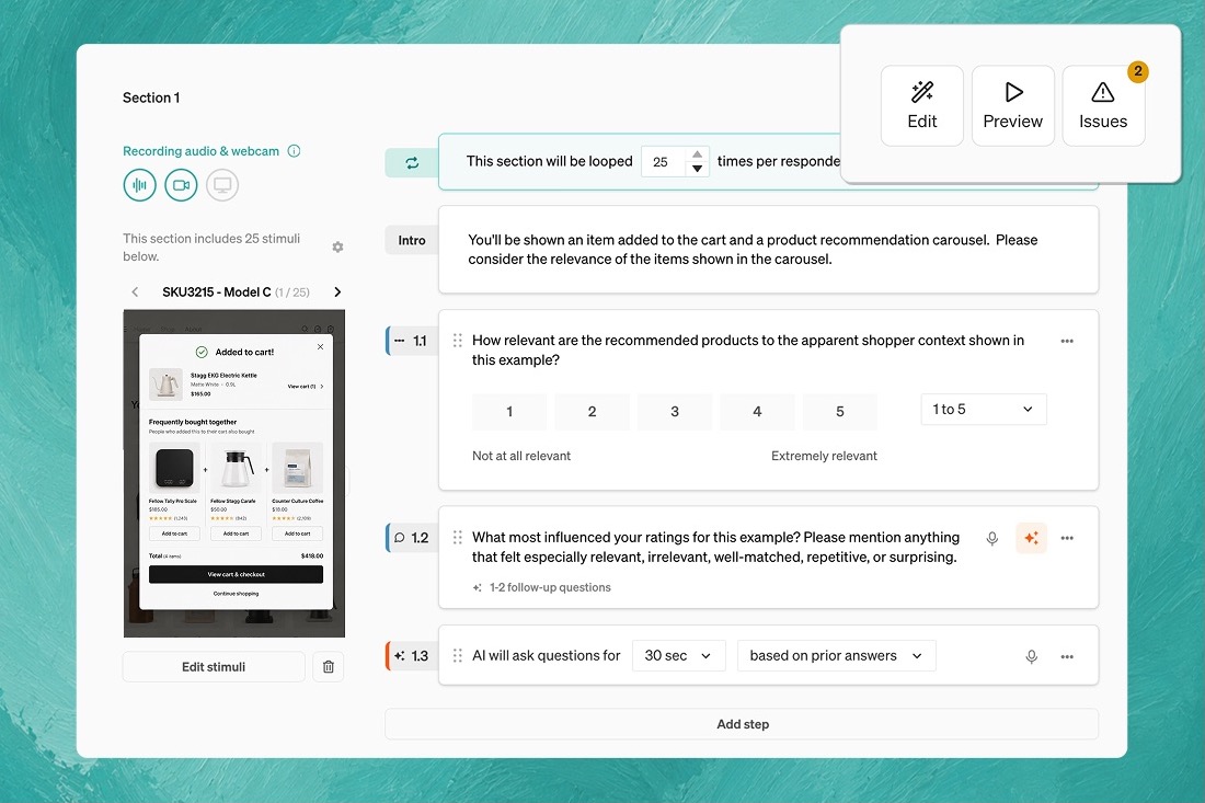 Draft an AI evaluation project in Voicepanel